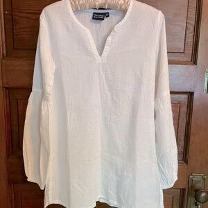 Madison Matthews White Seersucker Tunic Top or Swim Cover Up - Never Worn